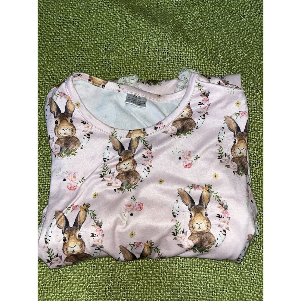 Little girls Easter bunny dress , pink , lace trim and fringe , 5xl , boutique - Picture 5 of 5